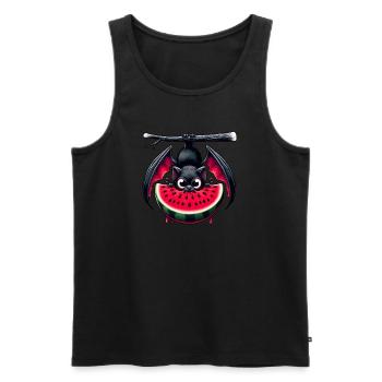 Fledermaus Sommerfrucht Melone - Männer Premium Bio Tank Top - Schwarz - Vorne - AI Model Male 178 light (178cm)