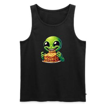 Un extraterrestre aime les lasagnes italiennes - Débardeur bio Premium Homme - noir - Devant - AI Model Male 178 light (178cm)