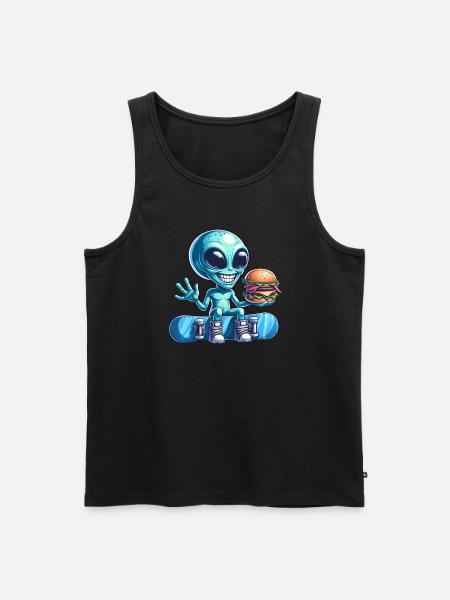 Alien Snowboarder Hamburger Fast Food - Men's Premium Organic Tank Top - black