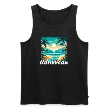 Karibik Strand Amerika Urlaub im Grunge-Stil - Männer Premium Bio Tank Top - Schwarz - Vorne - Michal (187cm)