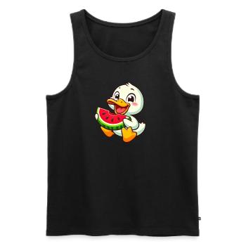 Ente Erpel Mit Wassermelone Fruchtig - Männer Premium Bio Tank Top - Schwarz - Vorne - AI Model Male 178 light (178cm)