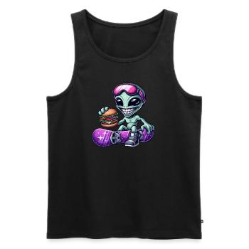 Alien Snowboarder Hamburger Restauration Rapide - Débardeur bio Premium Homme - noir - Devant - Michal (187cm)