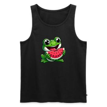 Grenouille Avec Pastèque Fruité Drôle - Débardeur bio Premium Homme - noir - Devant - Michal (187cm)