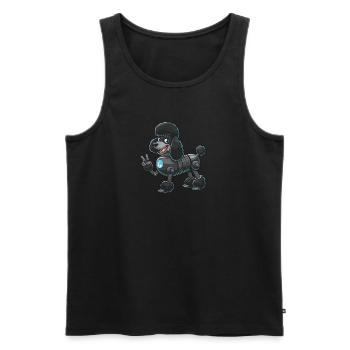 Cyborg Pudel mit Friedenszeichen Roboter Design - Männer Premium Bio Tank Top - Schwarz - Vorne - AI Model Male 178 light (178cm)