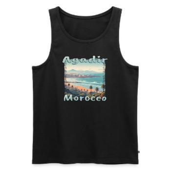 Agadir Morocco beach holiday nature palm trees - Men's Premium Organic Tank Top - black - Front - AI Model Male 178 light (178cm)