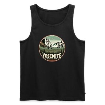 Boucle vintage du parc national de Yosemite - Débardeur bio Premium Homme - noir - Devant - AI Model Male 178 light (178cm)
