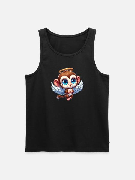 Monkey Chimpanzee Angel Cartoon - Men's Premium Organic Tank Top - black