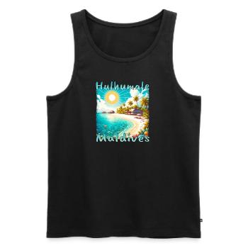 Hulhumale Maldives Summer Beach Sun Grunge - Men's Premium Organic Tank Top - black - Front - Michal (187cm)