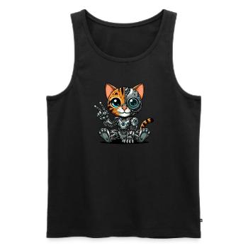 Süße Katze Roboter Cyborg Mech Futuristisch - Männer Premium Bio Tank Top - Schwarz - Vorne - AI Model Male 178 light (178cm)