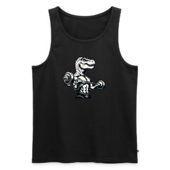 T-Rex Dino Haltères Haltérophilie Fitness Workout - Débardeur bio Premium Homme - noir - Devant - Michal (187cm)