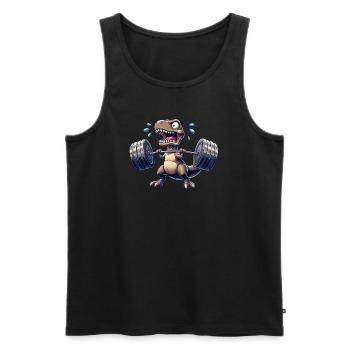 T-Rex Dino Haltères Haltérophilie Entraînement Fitness - Débardeur bio Premium Homme - noir - Devant - Michal (187cm)