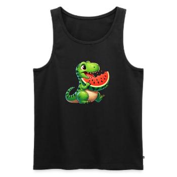 T-Rex avec Melon Sweet Watermelon Cartoon Été - Débardeur bio Premium Homme - noir - Devant - AI Model Male 178 light (178cm)