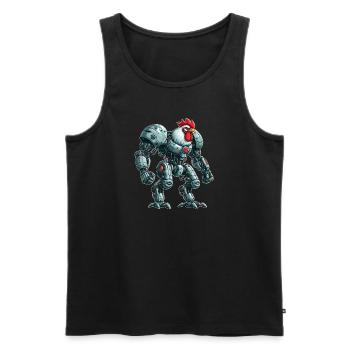 Poulet Coq Poule Cyborg Robot Mech - Débardeur bio Premium Homme - noir - Devant - AI Model Male 178 light (178cm)