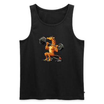 Drôle Girafe Haltère Entraînement Haltérophilie Fort - Débardeur bio Premium Homme - noir - Devant - AI Model Male 178 light (178cm)