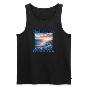 Chefchaouen Mexico Sunset Mountains - Men's Premium Organic Tank Top - black - Front - AI Model Male 178 light (178cm)