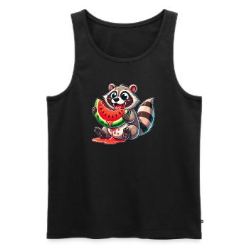 Raccoon Melon Watermelon Cute Cartoon Summer - Men's Premium Organic Tank Top - black - Front - Michal (187cm)