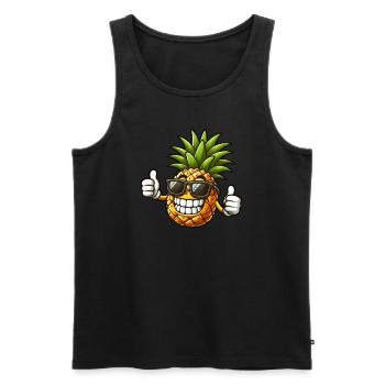 Cool Pineapple Sunglasses Fruity - Men's Premium Organic Tank Top - black - Front - AI Model Male 178 light (178cm)
