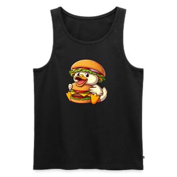 Fantaisiste canard cheeseburger chapeau fast-food dessin animé - Débardeur bio Premium Homme - noir - Devant - Michal (187cm)