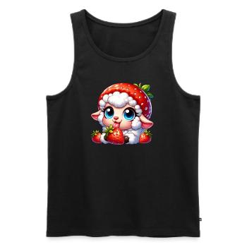 Süßes Schaf Lamm Erdbeere Frucht Hut skurril - Männer Premium Bio Tank Top - Schwarz - Vorne - Michal (187cm)