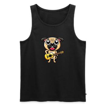 Funny Dog Guitar Guitarist Musician Cartoon - Men's Premium Organic Tank Top - black - Front - Michal (187cm)