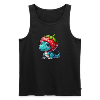 Sweet Dino T-Rex Strawberry Fruity Hat Whimsical - Men's Premium Organic Tank Top - black - Front - Michal (187cm)
