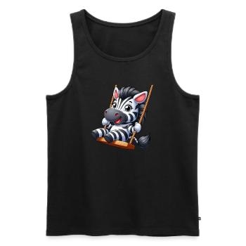 Süßes Zebra auf Schaukel Spielplatz Cartoon - Männer Premium Bio Tank Top - Schwarz - Vorne - Michal (187cm)