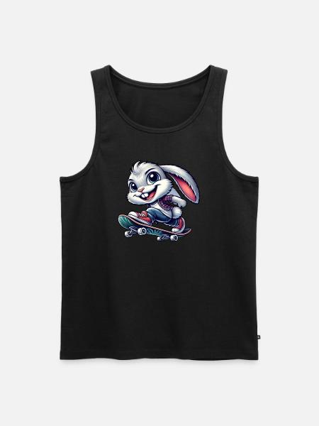 White Rabbit Skateboard Skateboarder Funny - Men's Premium Organic Tank Top - black