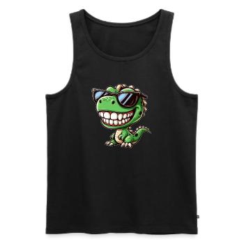 Cool dino T-rex dessin animé avec des lunettes de soleil - Débardeur bio Premium Homme - noir - Devant - Michal (187cm)