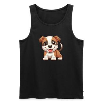 Cute Pitbull Dog Cartoon Comic Cute - Men's Premium Organic Tank Top - black - Front - Michal (187cm)