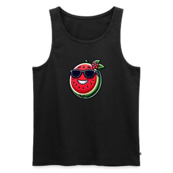Coole Wassermelone mit Sonnenbrille fruchtig - Männer Premium Bio Tank Top - Schwarz - Vorne - Michal (187cm)