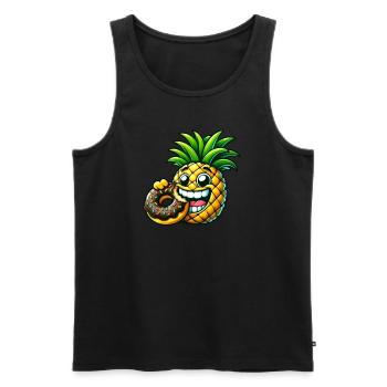 Drôle Ananas Donut Dessin Animé Fruité Sucré Desig - Débardeur bio Premium Homme - noir - Devant - Michal (187cm)