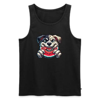Funny Labrador with Watermelon Cartoon Summer - Men's Premium Organic Tank Top - black - Front - Michal (187cm)