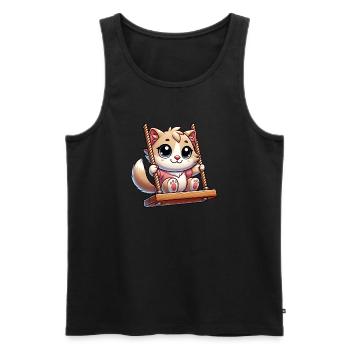 chat mignon bercement dessin animé aire de jeux amusant - Débardeur bio Premium Homme - noir - Devant - Michal (187cm)