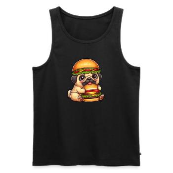 Dog Pug Hamburger Hat Whimsical Fast - Men's Premium Organic Tank Top - black - Front - Michal (187cm)