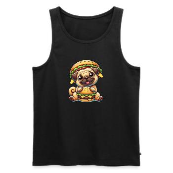 Whimsical Pug Burger Hat Dog Fast Food - Men's Premium Organic Tank Top - black - Front - Michal (187cm)