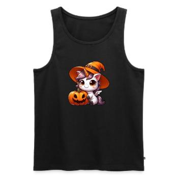 Skurriles Halloween Einhorn Dinosaurier mit - Männer Premium Bio Tank Top - Schwarz - Vorne - AI Model Male 178 light (178cm)