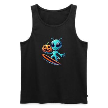 Halloween Alien Surfer Cute Alien Surf - Men's Premium Organic Tank Top - black - Front - Michal (187cm)