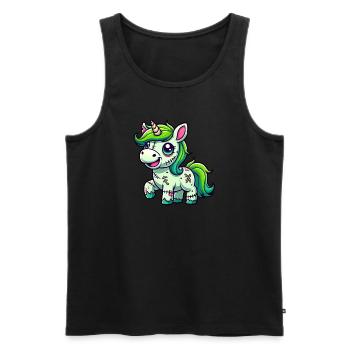 Halloween Unicorn Zombie Creepy Unicorn Head - Men's Premium Organic Tank Top - black - Front - AI Model Male 178 light (178cm)