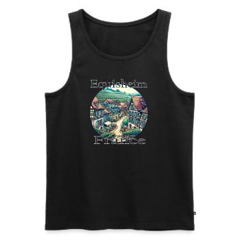 France, Eguisheim, Vieille ville, Montagnes, Paysage - Débardeur bio Premium Homme - noir - Devant - AI Model Male 178 light (178cm)