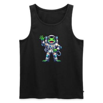 Astronaut Frog Space Universe Cosmonaut - Men's Premium Organic Tank Top - black - Front - AI Model Male 178 light (178cm)
