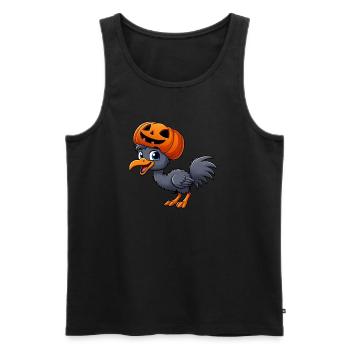Drôle d’autruche émeu citrouille chapeau Halloween dessin animé - Débardeur bio Premium Homme - noir - Devant - Michal (187cm)