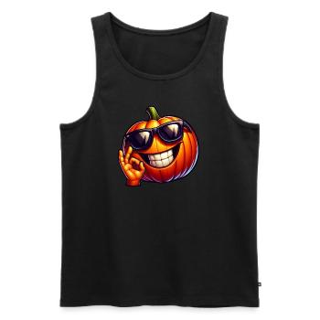 Cool Halloween pumpkin with sunglasses - Men's Premium Organic Tank Top - black - Front - Michal (187cm)