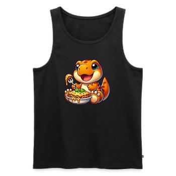 Dino Dinosaur T-Rex Lasagna Italian Food - Men's Premium Organic Tank Top - black - Front - AI Model Male 178 light (178cm)