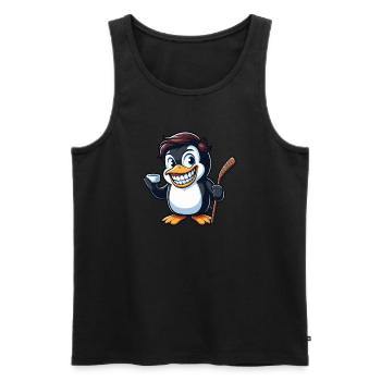 Lustiger Pinguin Eishockey Cartoon Spieler - Männer Premium Bio Tank Top - Schwarz - Vorne - Michal (187cm)