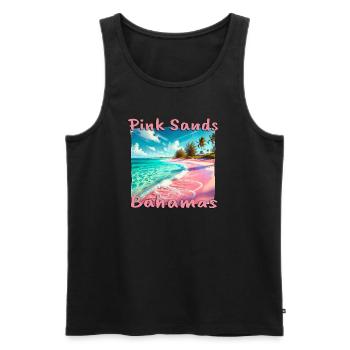 Plage de sable rose Bahamas Coucher de soleil tropical - Débardeur bio Premium Homme - noir - Devant - Michal (187cm)