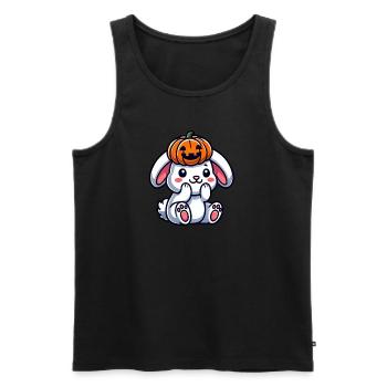Mignon Halloween Lapin Citrouille Dessin Animé Octobre - Débardeur bio Premium Homme - noir - Devant - Michal (187cm)