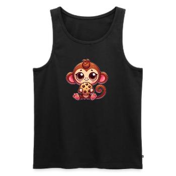 variation 30404Süßer Affe Schimpanse Cookie Cartoo - Männer Premium Bio Tank Top - Schwarz - Vorne - Michal (187cm)