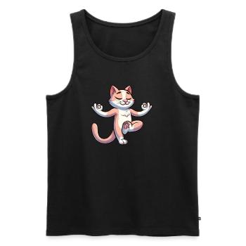 Cat Yoga Meditation Meditation Balancing - Men's Premium Organic Tank Top - black - Front - AI Model Male 178 light (178cm)