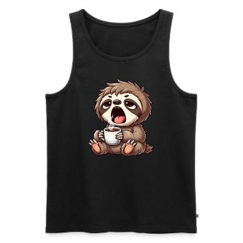 Sloth Coffee Yawning Tired Morning Grouch - Men's Premium Organic Tank Top - black - Front - AI Model Male 178 light (178cm)