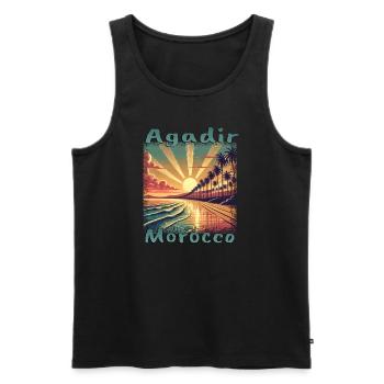 Agadir Maroc Afrique du Nord Vacances Mers du Sud Méditerranée - Débardeur bio Premium Homme - noir - Devant - AI Model Male 178 light (178cm)